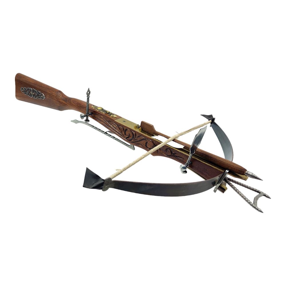 566480 large fucile balestra storico lunghezza 86 cm in legno intarsiato xv secolo