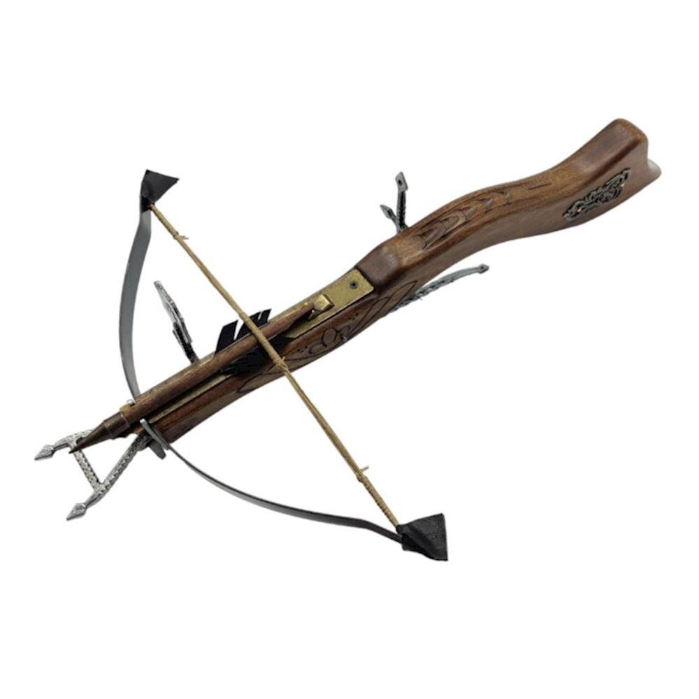 Fucile balestra storico lunghezza 53 cm in legno intarsiato xv secolo